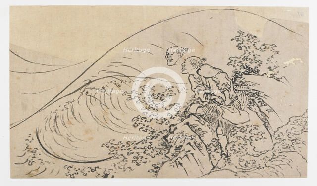 Fisherman Tossing Bait, Edo period, ca. 1830. Creator: Hokusai.