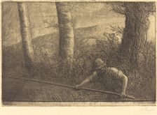 Fisherman with a Hoop-net (La peche a la truble). Creator: Alphonse Legros
