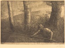 Fisherman with a Hoop-net (La peche a la truble). Creator: Alphonse Legros