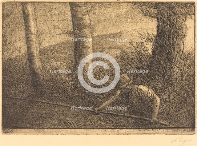 Fisherman with a Hoop-net (La peche a la truble). Creator: Alphonse Legros.