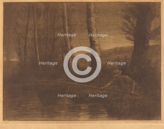 Fisherman with a Hoop-net (La peche a la truble). Creator: Alphonse Legros.
