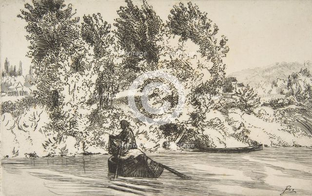 Fisherman with a net, 1868. Creator: Felix Bracquemond.