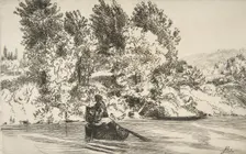 Fisherman with a net, 1868. Creator: Felix Bracquemond