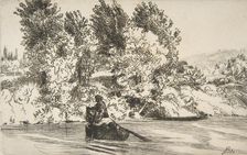 Fisherman with a net, 1868. Creator: Felix Bracquemond