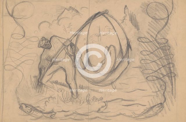 Fisherman with his Catch, 1925-1935. Creator: Arnold Peter Weisz-Kubincan.