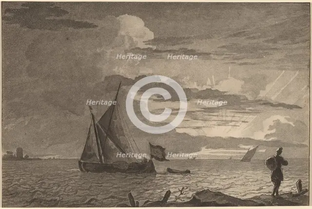 Fisherman with Pack over His Shoulder, 1779, published 1781. Creator: Cornelis Brouwer.