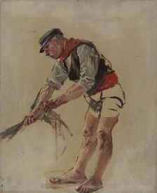 Fisherman's exercise for a painting called The Coast of Corsica, 1886. Creator: Aukusti Uotila