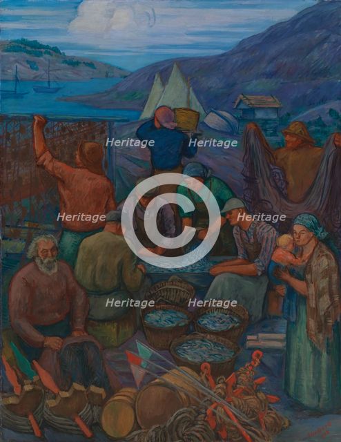 Fishermen, 1938. Creator: Anton Lindforss.