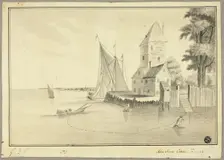 Fishermen Mooring Boat at Landing, 1768. Creator: John Innes