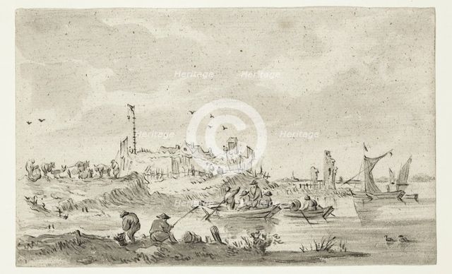 Fishermen near the Shore, between 1750 and 1800. Creator: Unknown Dutch; After Jan van Goyen.
