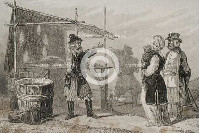 Fishermen of the Volga river, Russia, 1839. Creator: Augustin François Lemaitre.