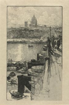 [Fishermen on a Pier, Paris]. Creator: Auguste Louis Lepère (French, 1849-1918)