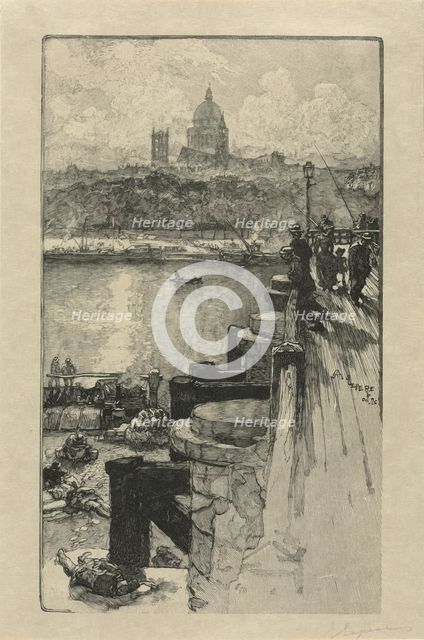 [Fishermen on a Pier, Paris]. Creator: Auguste Louis Lepère (French, 1849-1918).