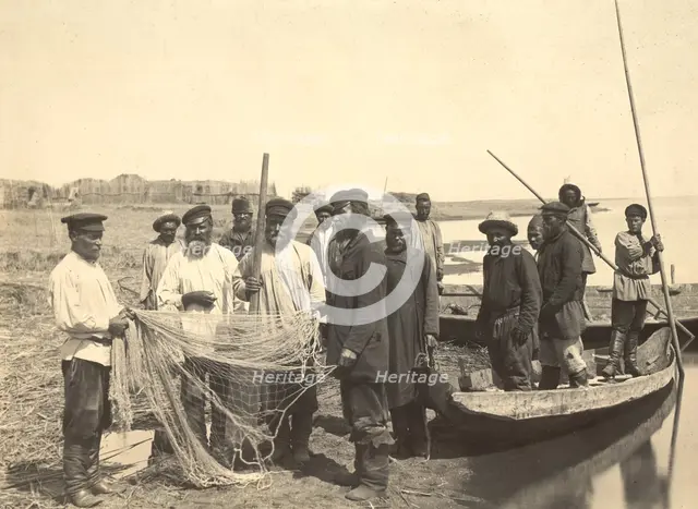 Fishermen on Lake Zaisan, 1909. Creator: Nikolai Georgievich Katanaev.