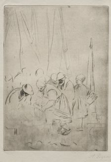 Fishermen on the Wharf at Boulogne. Creator: Alphonse Legros (French, 1837-1911)