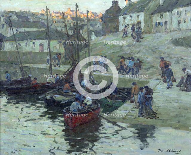 Fishermen at sundown, Audierne, Brittany, c1912. Creator: Terrick Williams.
