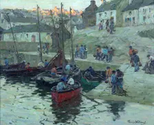 Fishermen at sundown, Audierne, Brittany, c1912. Creator: Terrick Williams