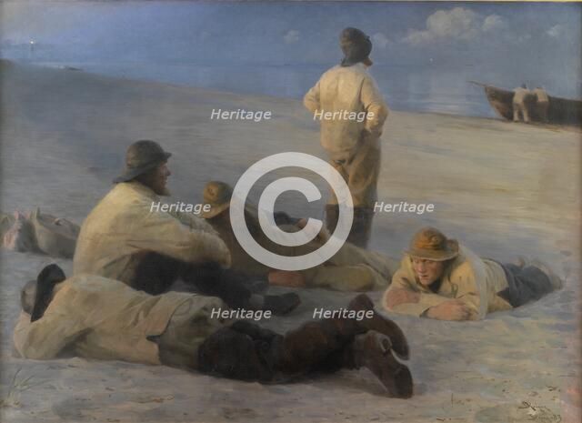 Fishermen at Skagen Beach, 1883. Creator: Peder Severin Kroyer.