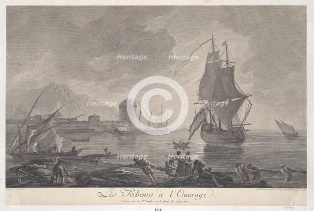 Fishermen at Work, ca. 1763-1800. Creator: J Daulle & Veuve.