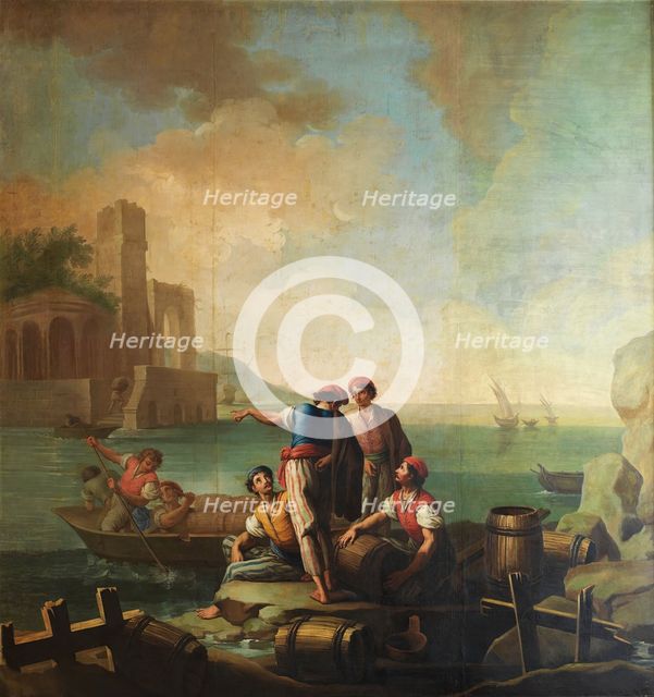 Fishermen by a port, 1785. Creator: Zacarias Gonzalez Velazquez.