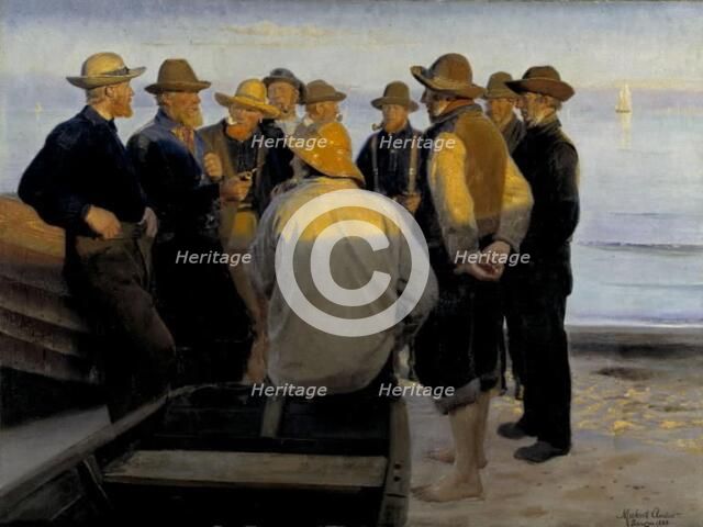 Fishermen by the Sea on a Summer's Evening, 1888. Creator: Michael Peter Ancher.