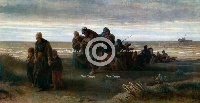 'Fishermen carrying a Drowned Man', c1861, (1912).Artist: Jozef Israels