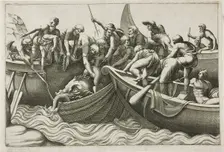Fishermen Catching a Sea Monster, 1560/70. Creator: Adamo Scultori