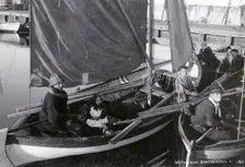 Fishermen in their boats on Öresund, Borstahusen, Landskrona, Sweden, c1900. Creator: Unknown