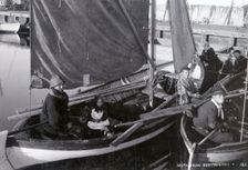 Fishermen in their boats on Öresund, Borstahusen, Landskrona, Sweden, c1900. Creator: Unknown