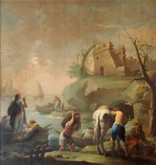 Fishermen loading their catch onto a horse, 1785. Creator: Zacarias Gonzalez Velazquez