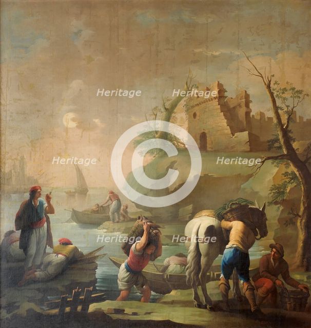 Fishermen loading their catch onto a horse, 1785. Creator: Zacarias Gonzalez Velazquez.