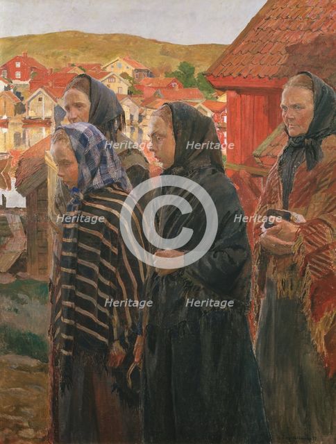 Fishermen's Wives Returning from Church, 1899. Creator: Carl Wilhelmson.