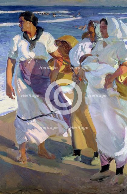  'Fisherwomen of Valencia', Oil, 1915 by Joaquin Sorolla.