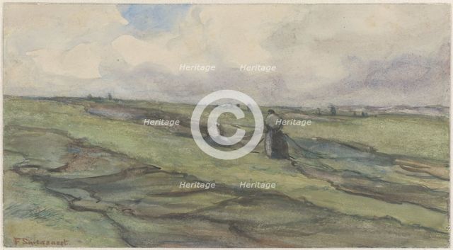 Fisherwomen mending fishing nets, 1872-1944. Creator: Frans Smissaert.