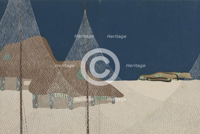 Fishing Village (Ryoson). From the series "A World of Things (Momoyogusa)", 1909-1910. Creator: Sekka, Kamisaka (1866-1942).