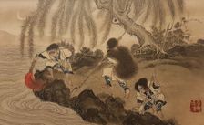 Fishing with a lighted torch. From the series The Ainu, Second Half of the 19th cen.. Creator: Hirasawa, Byozan (1822-1876)