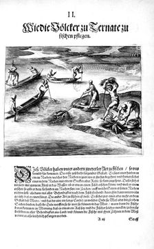 Fishing with Indians, 1606. Creator: Theodor de Bry