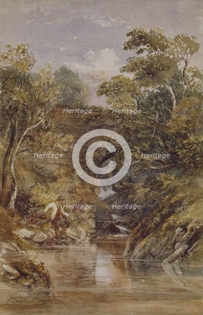 Fishing, A Risky Position, 1843. Creator: David Cox the Younger.