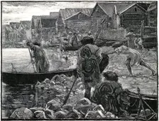 Fishing among the Thlinkits in Alaska 1882.Artist: J Whitney