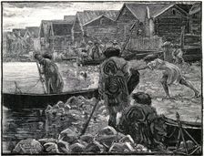 Fishing among the Thlinkits in Alaska 1882.Artist: J Whitney
