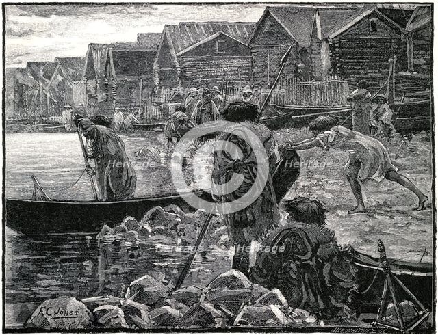 'Fishing among the Thlinkits in Alaska', 1882.Artist: J Whitney