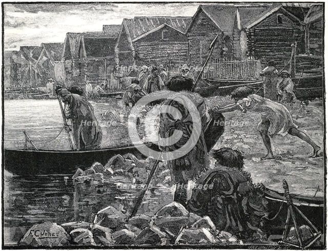 'Fishing among the Thlinkits in Alaska', 1882.Artist: J Whitney