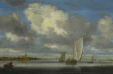 Fishing and Sailing Boats under a Broad Sky, c1645-1646. Creator: Salomon Ruysdael
