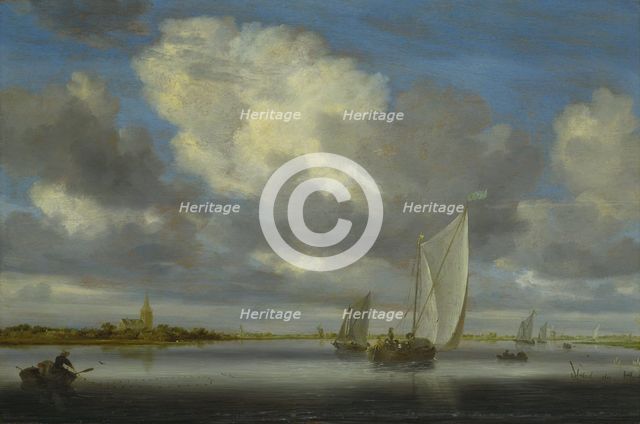 Fishing and Sailing Boats under a Broad Sky, c1645-1646. Creator: Salomon Ruysdael.