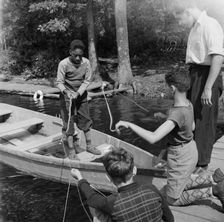 Fishing at Camp Nathan Hale, Southfields, New York, 1943. Creator: Gordon Parks