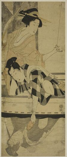 Fishing beneath a Bridge, Japan, c. 1800. Creator: Kitagawa Utamaro