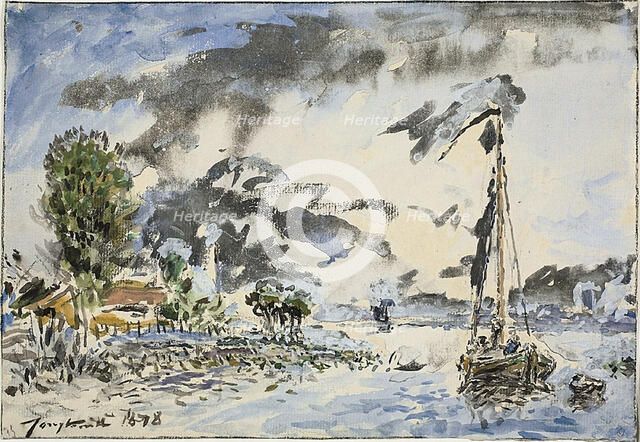 Fishing Boat, 1878. Creator: Johan Barthold Jongkind.