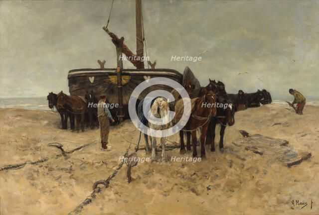 Fishing boat on the beach, 1882. Artist: Mauve, Anton (1838-1888)