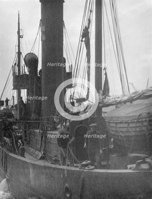 Fishing boat at Billingsgate, London, (c1930s?). Creator: Unknown.