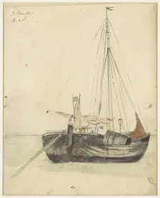 Fishing boat at Katwijk, 1885-1927. Creator: Gerhard Munthe